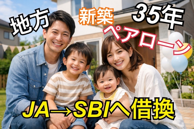 住宅ローン借換のススメ！地方新築ペアローン35年！金利1.0%→◯%へ変えられた！