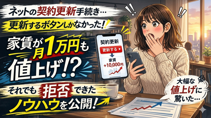 更新ボタンしかない...　家賃1万円値上げは拒否できる！