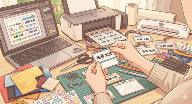 似顔絵入りの名札を作る方法(Canvaとai使用)その2