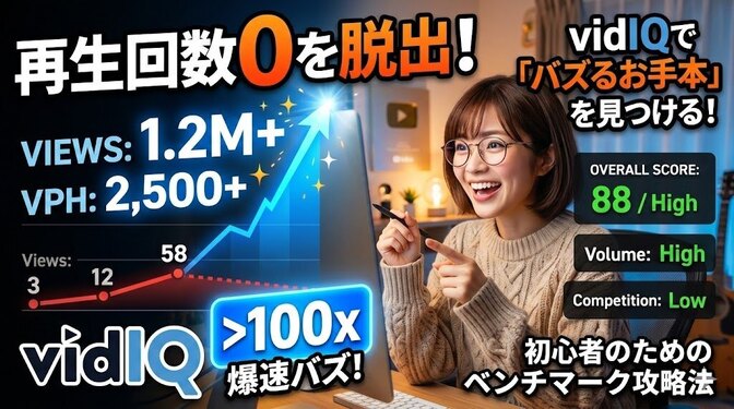 【完全保存版】再生回数0からの脱出！vidIQでバズるお手本を見つけてYouTubeを攻略する超入門