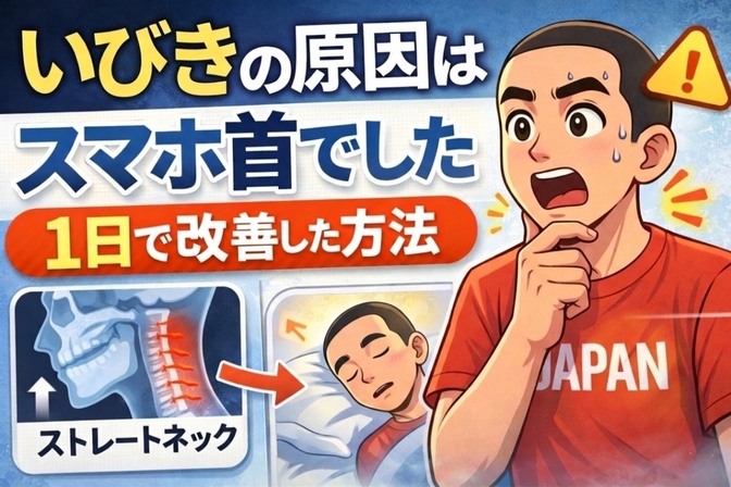 【体験談】いびきの原因、実はスマホだった。首を1分伸ばすだけで1日後に変化が出た