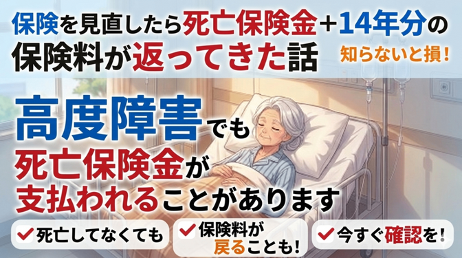  母の保険を確認したら「高度障害」で死亡保険金＋１４年分の保険料が返還された話