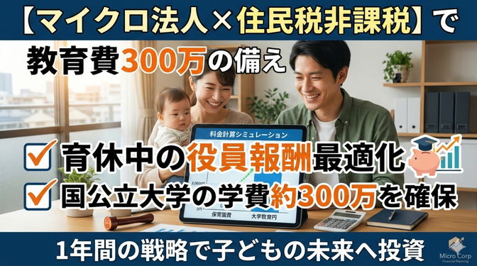 【教育費300万の備え】マイクロ法人で「住民税非課税」を組み合わせ、公立大学の学費相当を準備する戦略