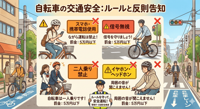 自転車の交通違反切符制度の注意点
