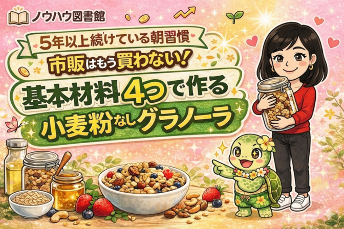 【5年以上続けている朝習慣】市販はもう買わない〜基本材料４つで作る小麦粉なしグラノーラ〜