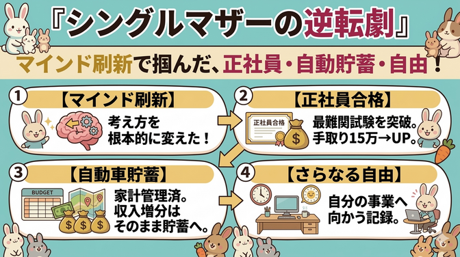【月収15万・どん底シンママからの逆転】マインドを変えて正社員登用＆家計改善を達成した軌跡とノウハウ