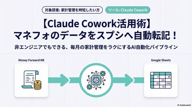 【Claude Cowork活用】マネーフォワードMEのデータをスプレッドシートへ自動転記！
