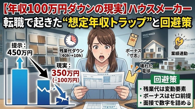 【転職失敗を防ぐ】ハウスメーカー転職で年収が下がった実体験から学ぶ5つのチェックポイント