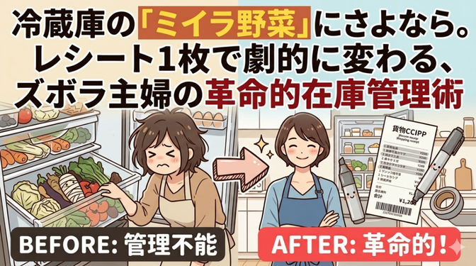 冷蔵庫の「ミイラ野菜」にさよなら。レシート1枚で劇的に変わる、ズボラ主婦の革命的在庫管理術