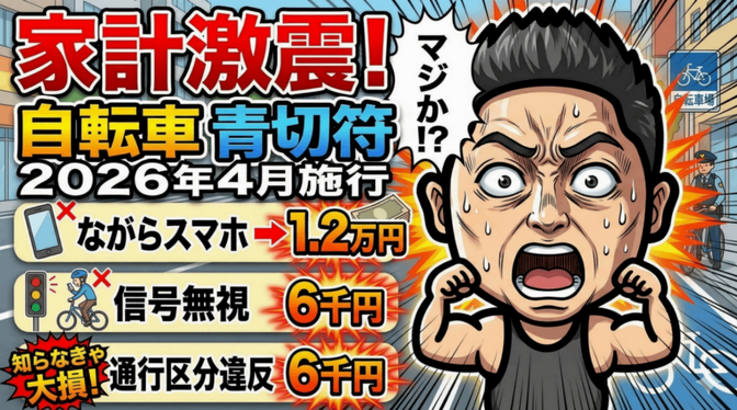 【家計激震】ながらスマホで1.2万円没収！？2026年自転車「青切符」導入で損しない5つの事実