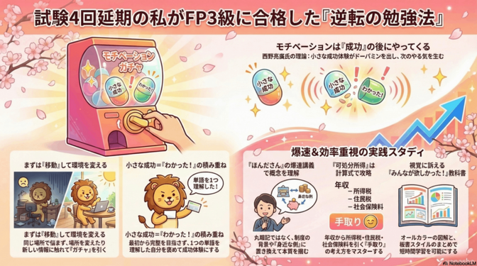 【逆転合格】試験4回延期の絶望からFP3級を掴み取った「リベ活」活用術