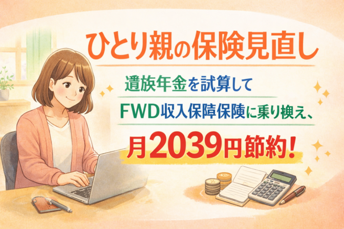 FWD収入保障保険に乗り換え｜ひとり親が生命保険を見直して月2039円節約した話