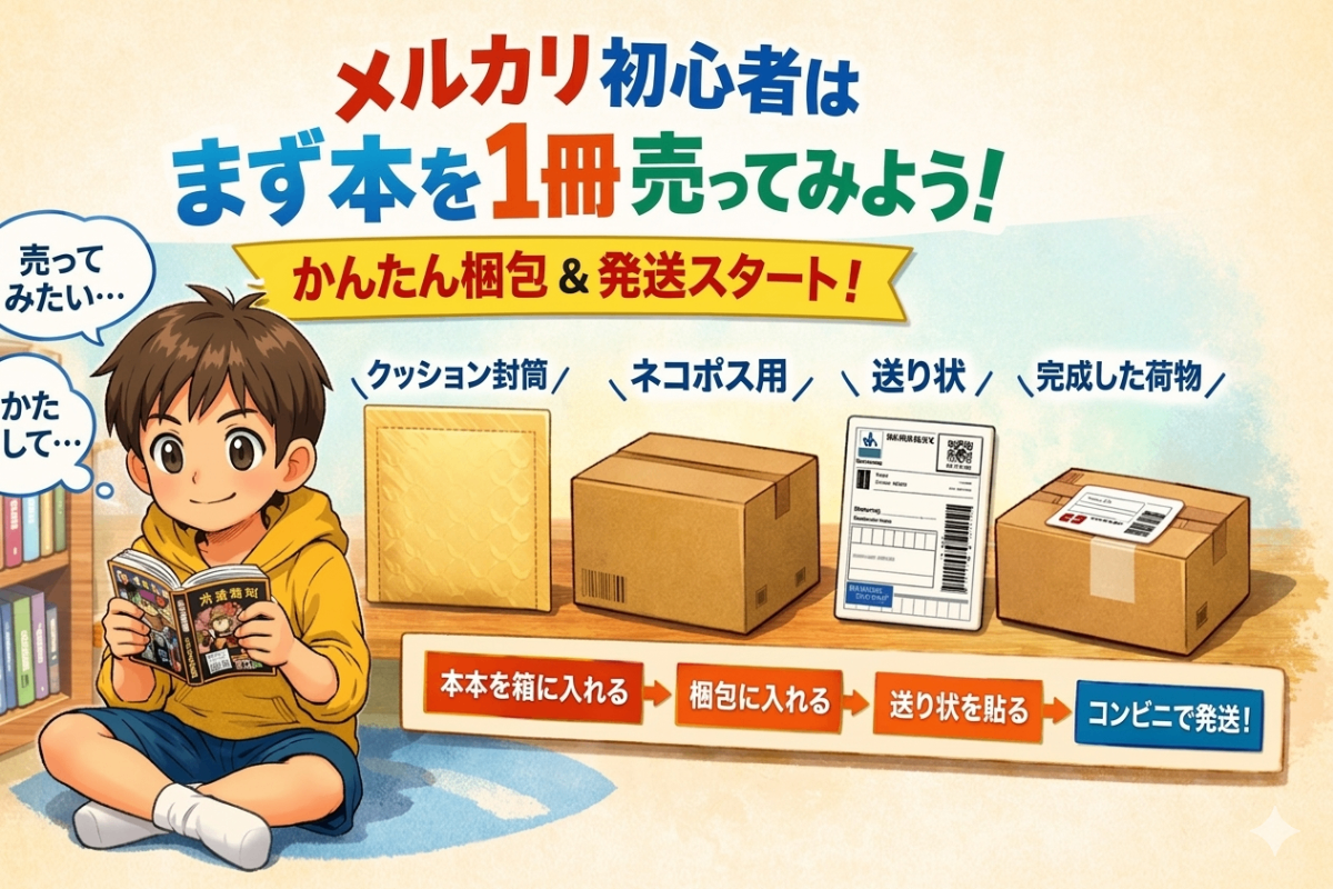 メルカリ初心者はまず本を1冊売ろう。いちばん簡単な梱包と発送の始め