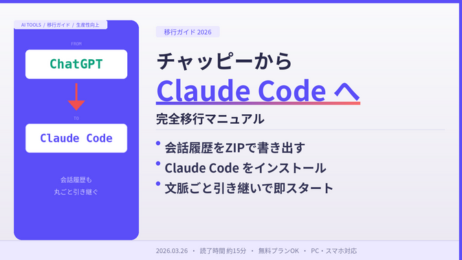 チャッピーからClaude Codeへ——会話履歴も丸ごと引き継ぐ完全移行マニュアル
