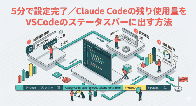 使いすぎた⁉︎がなくなる！Claude Codeの残り使用量をVSCodeに常時表示する方法