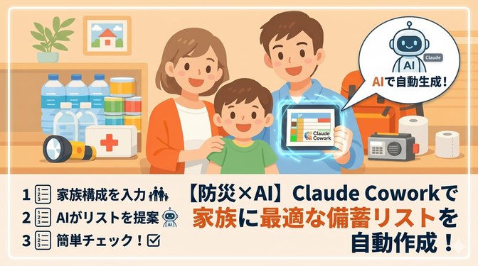 【防災×AI活用】Claude Coworkで家族構成に合わせた防災備蓄チェックリストを自動作成