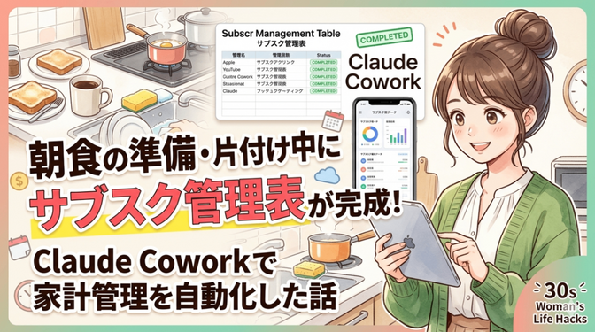 朝食の準備・片付け中にサブスク管理表が完成！Claude Coworkで家計管理を自動化した話