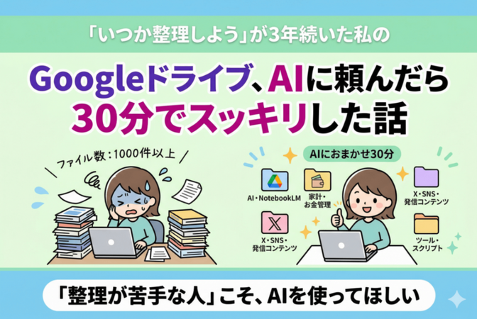 【Claudeコード】Googleドライブ、AIに頼んだら30分でスッキリした話