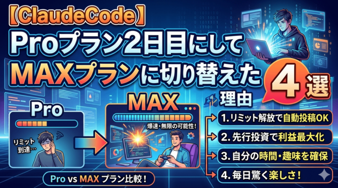 【ClaudeCode】Proプラン2日目にしてMaxプランに切り替えた理由4選