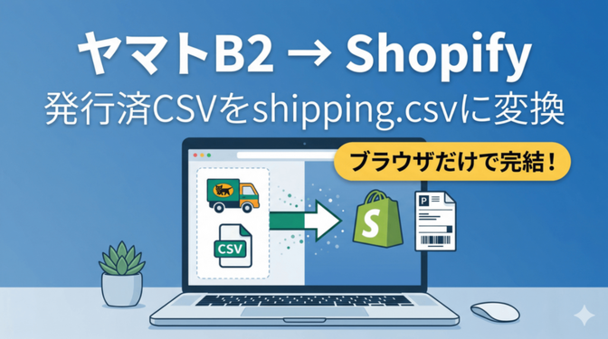 ヤマトB2発行済データをShopify発送通知CSVに変換する方法【ブラウザだけで完結】
