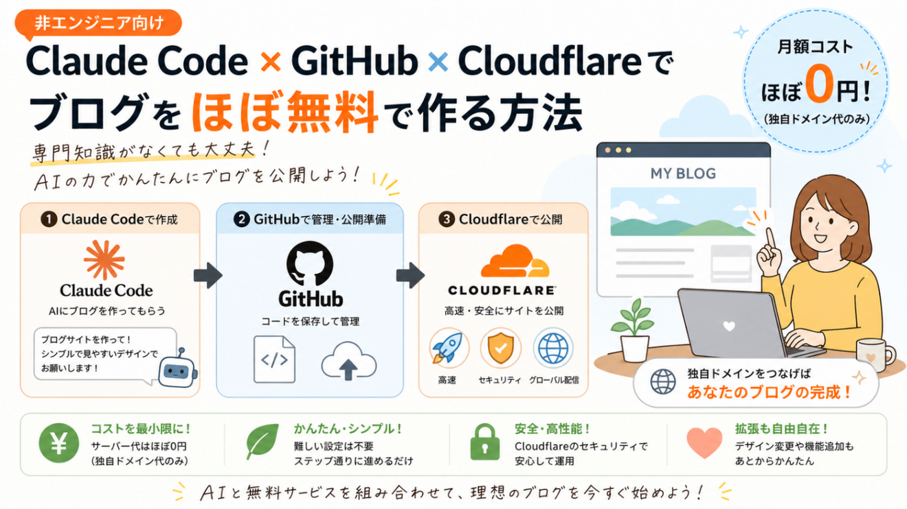 Claude Code × GitHub × Cloudflareでブログをほぼ無料で作る方法｜リベシティノウハウ図書館