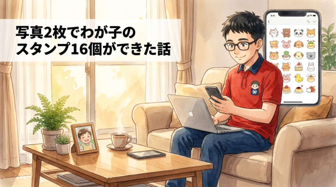写真2枚でわが子のLINEスタンプ16個ができた話｜AIに任せる作り方