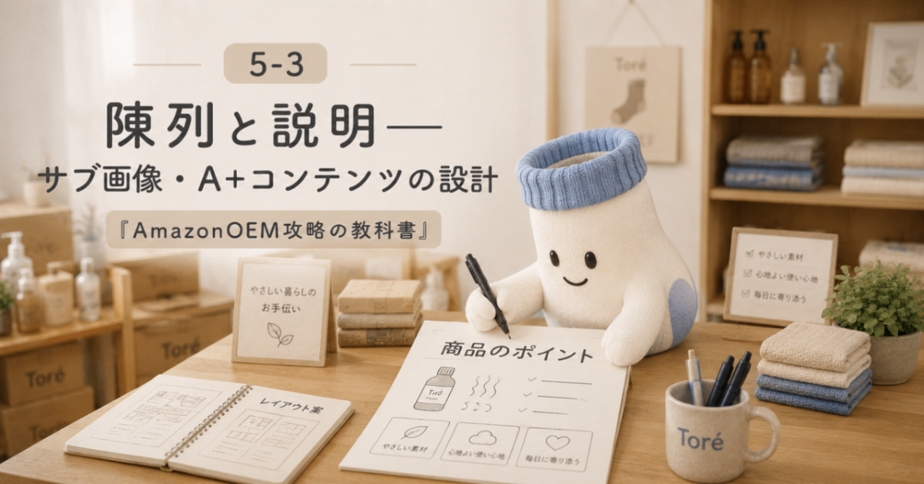 む*ぅ様 「激安シリーズ⑮さらにお値下げ‼️」⑤点セット！点数票/説明書付（な） 5-3 陳列と説明──サブ画像・A+コンテンツの設計『AmazonOEM攻略の
