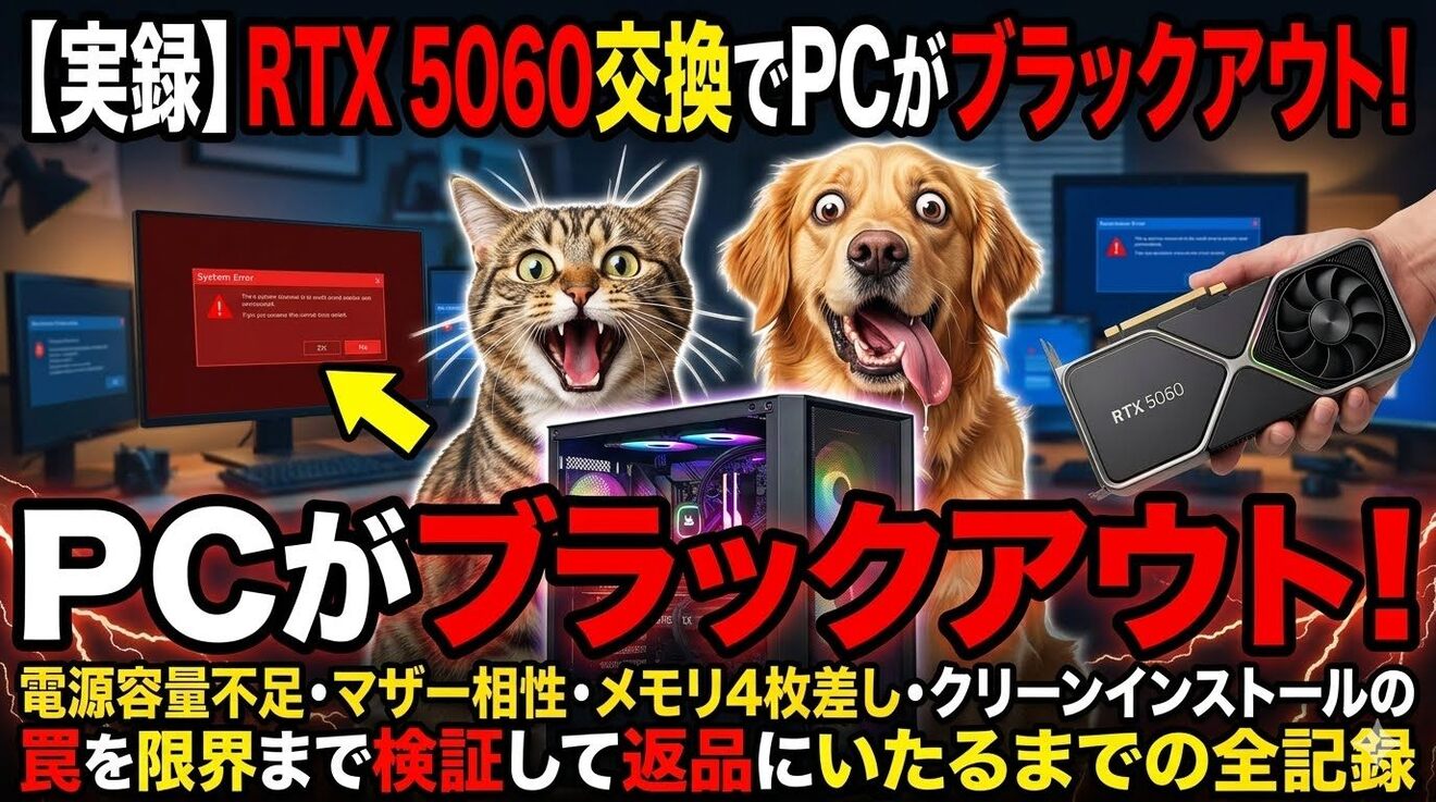 実録】RTX 5060交換でPCがブラックアウト！限界まで検証して返品に