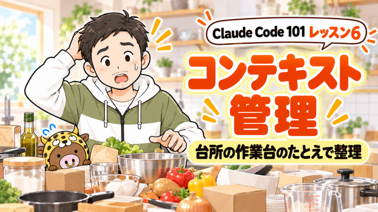 Claude Code 101 レッスン6｜コンテキスト管理を台所の作業台のたとえで整理｜リベシティノウハウ図書館