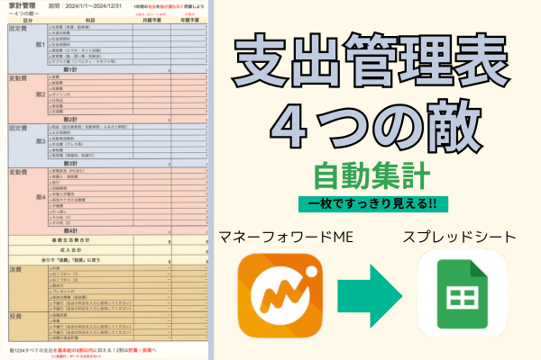 【4つの敵を自動集計】見慣れた４象限表を縦に！マネフォのデータで自動作成できるスプレッドシート紹介！