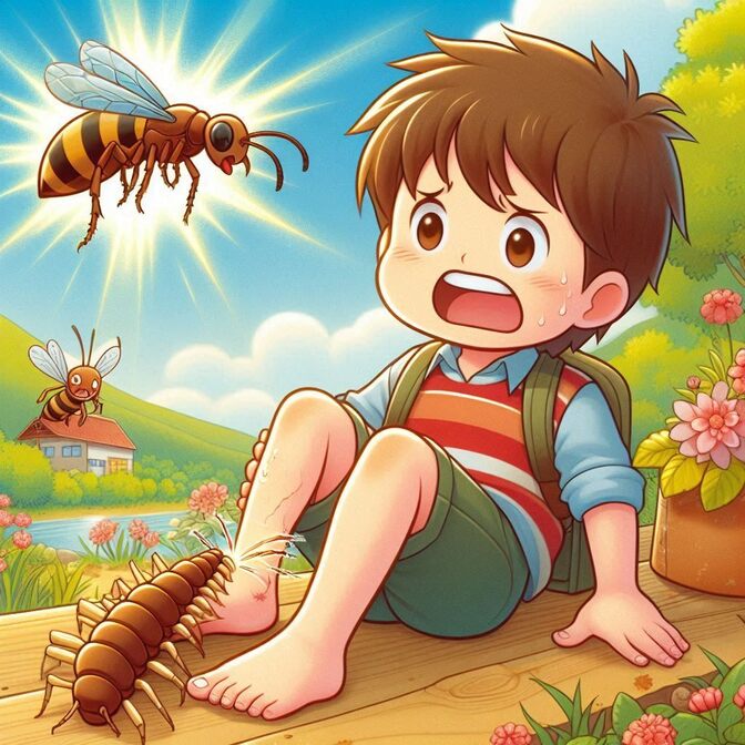 むかでに噛まれたり、蜂に刺された時の初期対処法