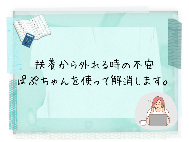 扶養から外れると夫の税金がいくら増えるのか、社会保険料がいくらか。ぱぷちゃんを使って計算しました。