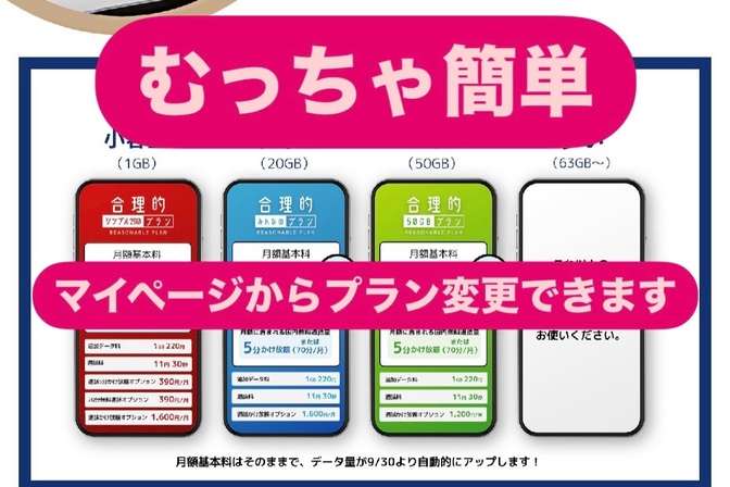 日本通信SIM プラン変更手順