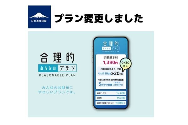 日本通信SIM プラン変更した話