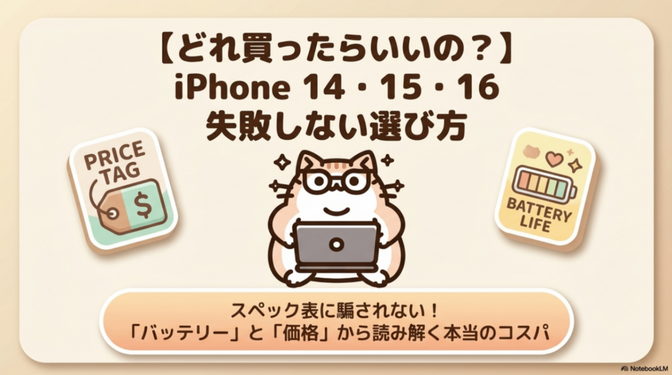 【どれ買ったらいいの？】iPhone14・15・16のバッテリーと価格を徹底比較
