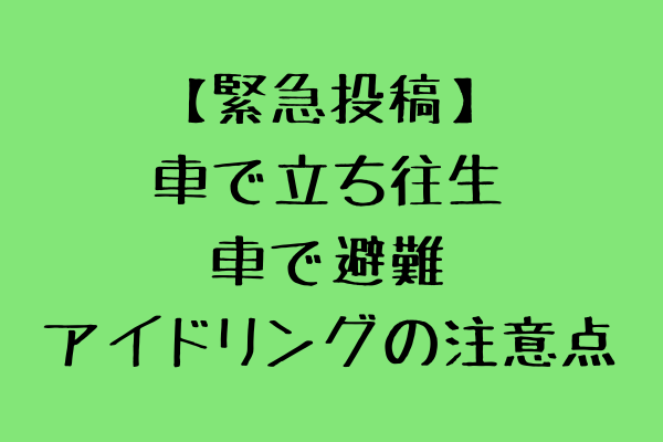 【緊急投稿】ガソリンは持つ⁉車で立ち往生、避難中のアイドリングの注意点