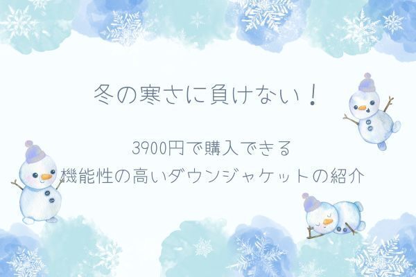 冬の寒さに負けない。3900円で購入できる高い機能性ダウンジャケットの紹介