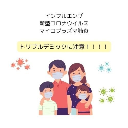 トリプルデミックに注意！インフルエンザ、マイコプラズマ、新型コロナウイルスの感染症について