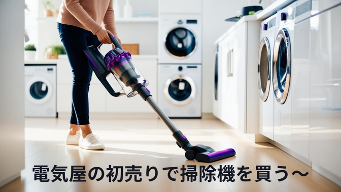 ヤマダデンキの初売（はつうり）りで新（あたら）しい掃除機（そいじき）を買（か）いました！