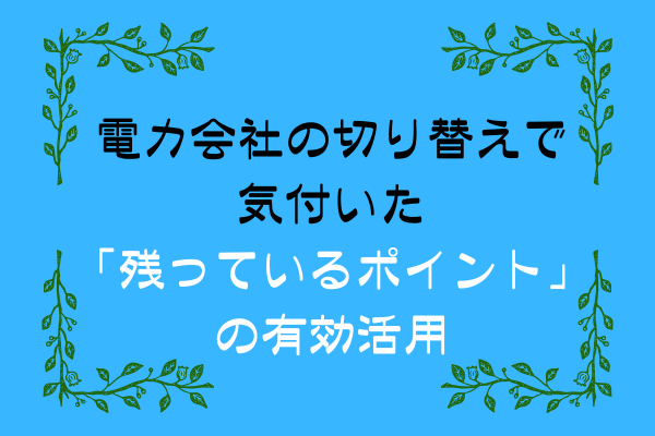 電力会社の切り替えで気付いた「残っているポイント」の有効活用