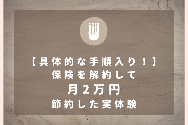 【具体的な手順入り！】保険を解約して月2万円節約した実体験