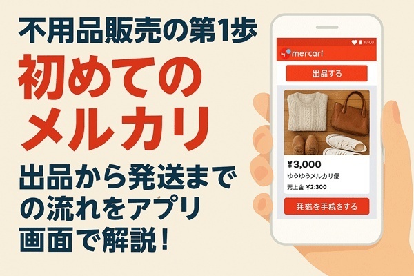 初めての不用品販売をサポート！メルカリの出品から発送までの流れ実際にアプリ画面で解説！