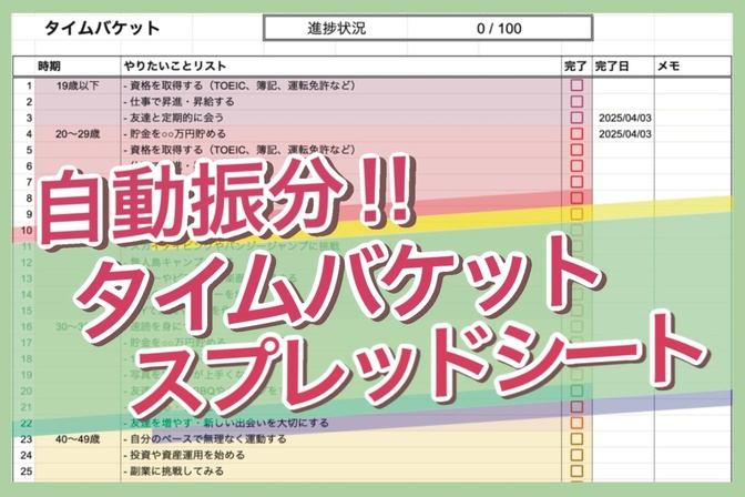【秘密道具】簡単★自動振り分け!!タイムバケット スプレッドシート