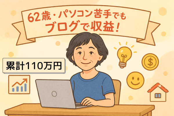 パソコンが苦手な62歳の私が、ブログで累計110万円を稼いだ話
