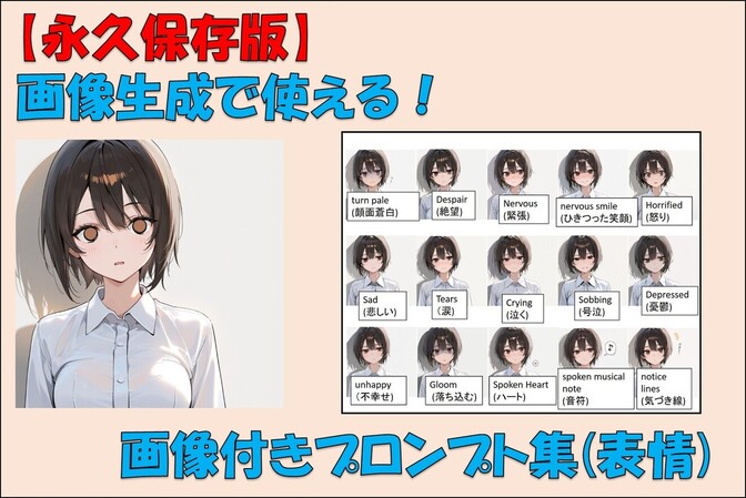【AI画像生成】画像付きプロンプト集(表情編)