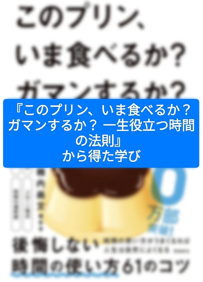 『このプリン、いま食べるか？ガマンするか？ 一生役立つ時間の法則』から得た学び