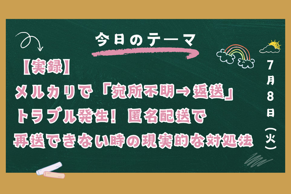 【実録】メルカリで「宛所不明→返送」トラブル発生！匿名配送で再送できないときの現実的な対処法
