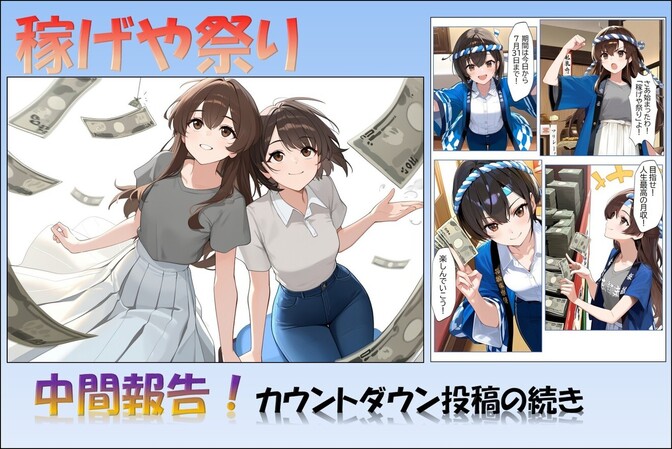  「稼げや祭り」盛り上げ隊。中間報告とAI漫画カウントダウン投稿②
