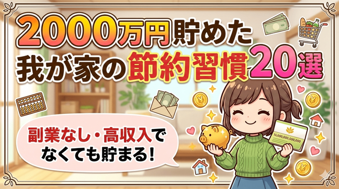 副業なし・高収入でもないけど貯まる家計｜2000万円貯めた我が家の節約習慣20選