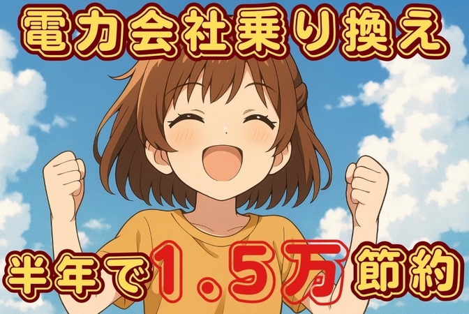 【電力会社乗り換え】学長の教え通り旧電力上限ありプランへ！半年で1.5万の節約に成功した話！